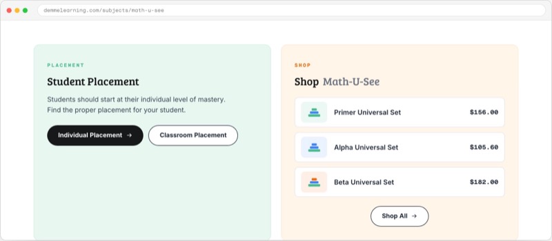 Student placement and shop