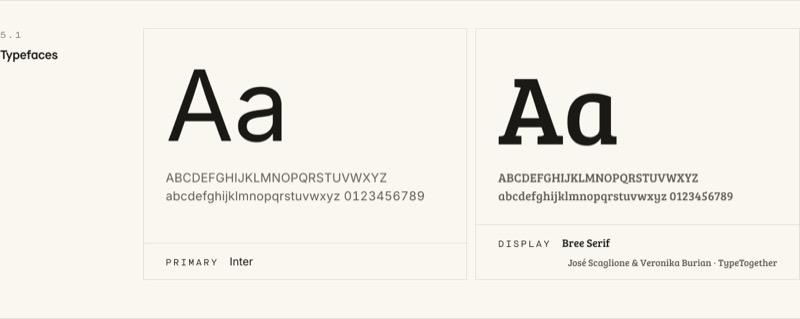 Typefaces: Inter and Bree Serif