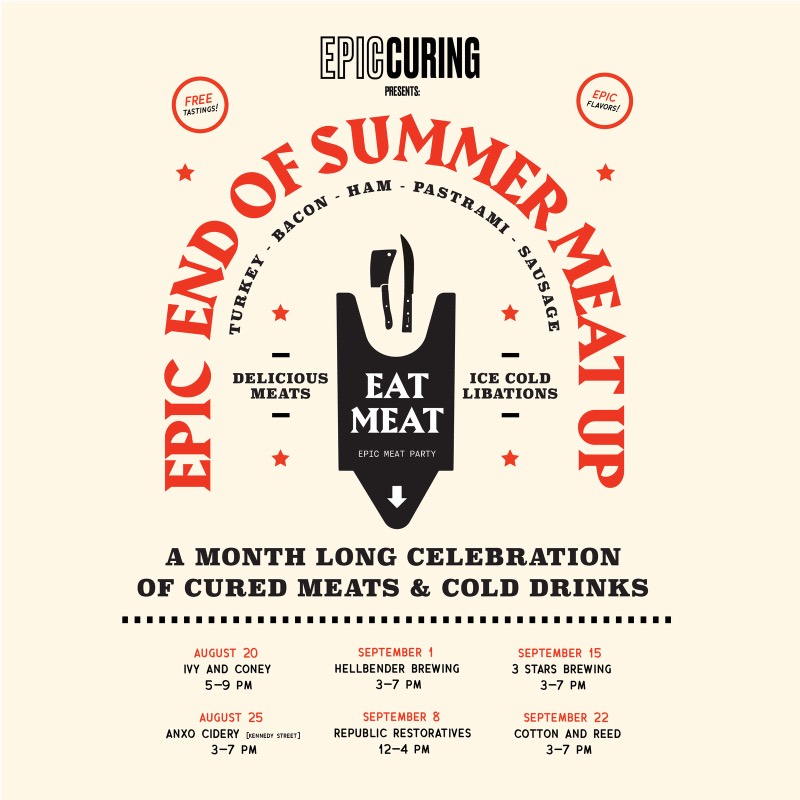 End of Summer Meat Up poster printed on Bone White
