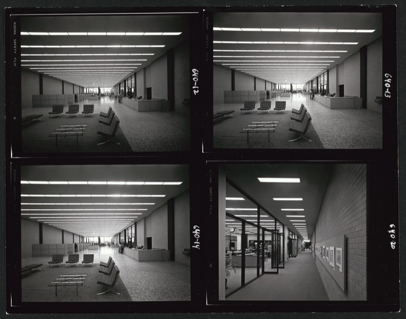 Contact sheet of four photographs of the library interior soon after it opened