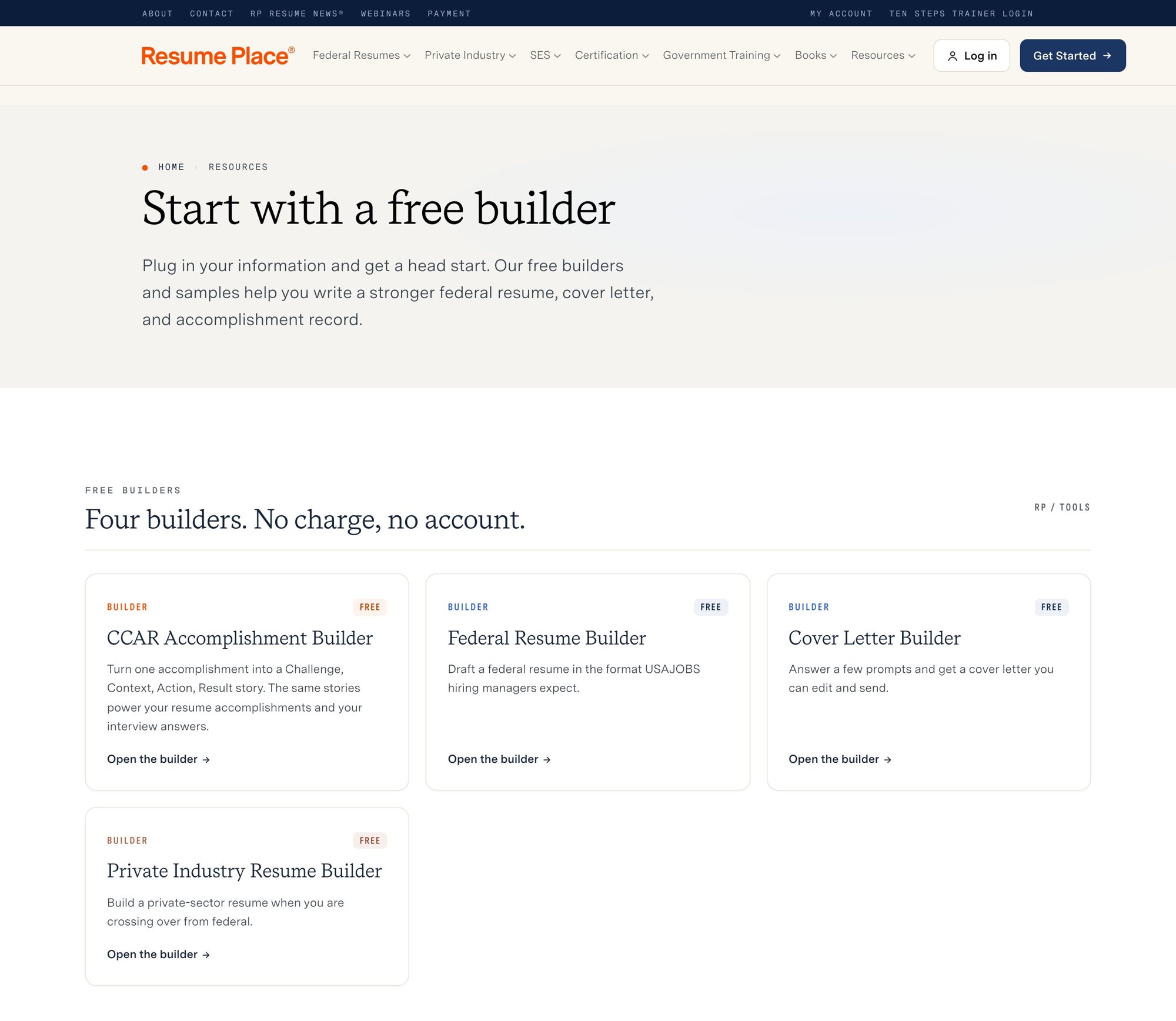 Resources: four free builders, no charge, no account
