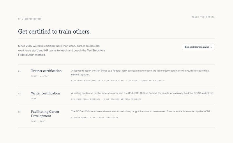 Certification section
