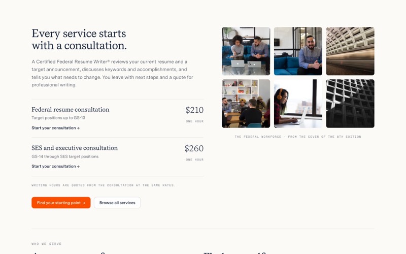Consultation pricing section
