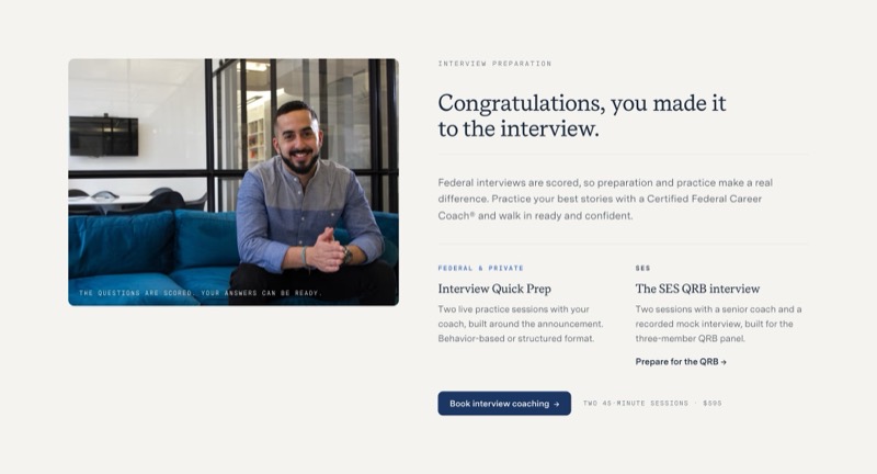 Interview coaching section